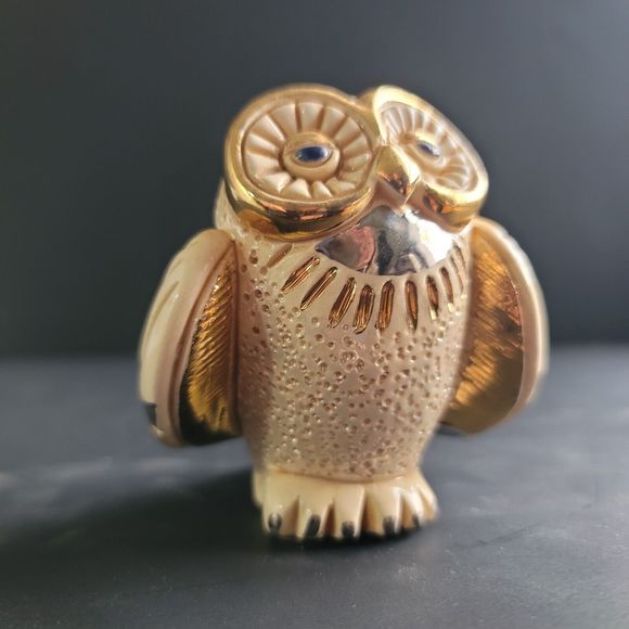 Rinconada Snowy Owl Gold Silver  Accents Figurine De Rosa  Uruguay Limited Ed. - Picture 5 of 15
